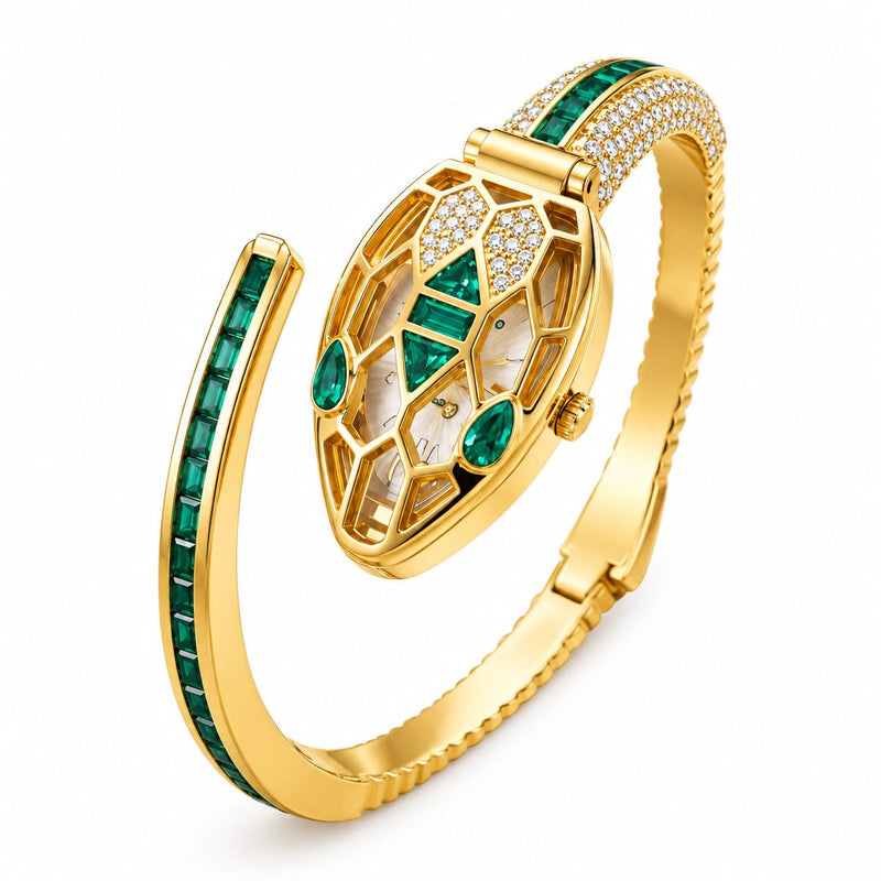 Elegant Gold Serpent Bracelet Watch