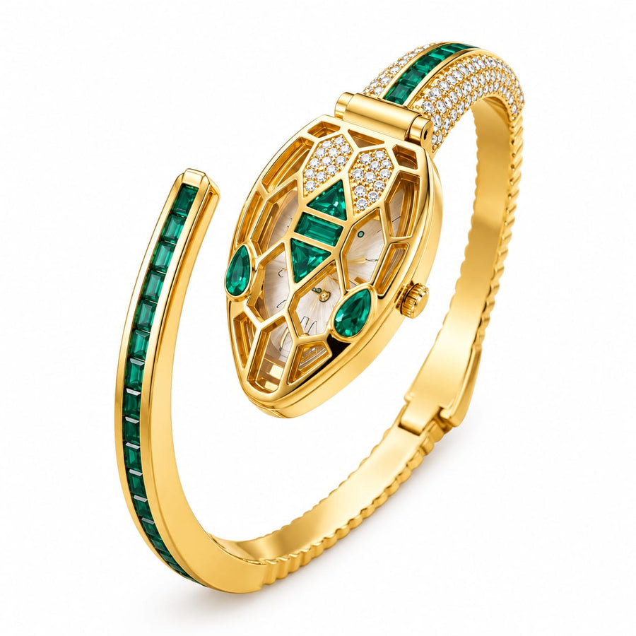 Elegant Gold Serpent Bracelet Watch